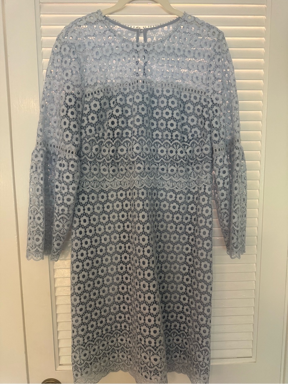 JCrew Light Blue Lace A-Line Lined Eyelet  Dress
